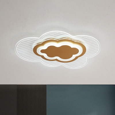 Acrylic Cloud Ceiling Lighting Minimalism LED Gold Flush Light Fixture in Warm/White Light