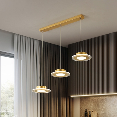 Acrylic Round Multi-Pendant Minimalist LED Gold Hanging Lamp Kit in Warm/White Light for Kitchen