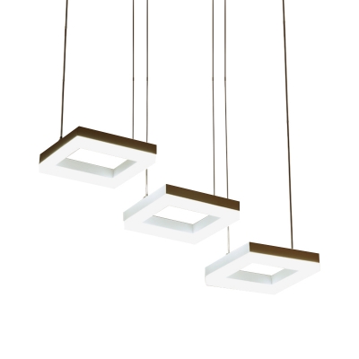 Black and White LED Square Drop Pendant Simplicity Acrylic Hanging Chandelier for Dining Room
