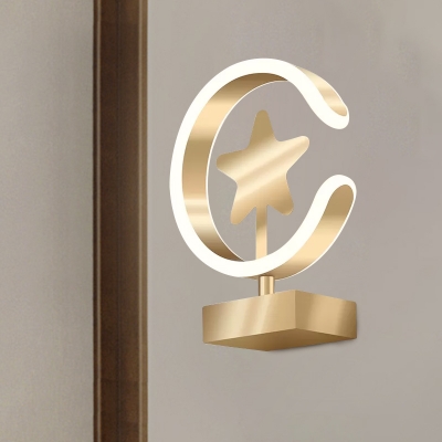 C-Shape and Star Wall Lighting Ideas Nordic Style Acrylic LED Bedroom Wall Lamp Fixture in Gold, Warm/White Light