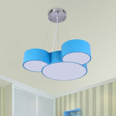 Cartoon Mouse Head Chandelier Light Acrylic Drawing Room LED Ceiling Suspension Lamp in Yellow/Blue/Green