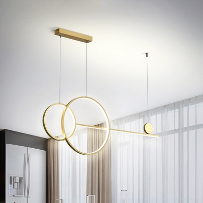 Circular and Linear Metal Down Lighting Simple Style Black/Gold LED Chandelier Pendant Light