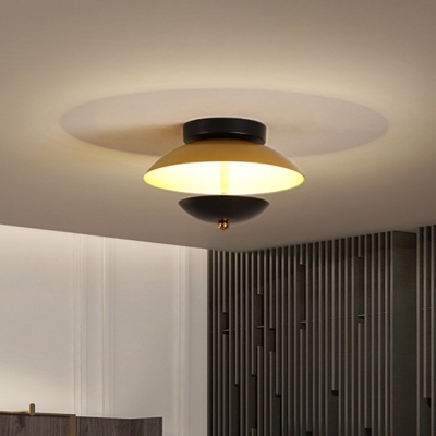 Dome Corridor Semi Mount Lighting Metallic LED Contemporary Flush Ceiling Light in White/Gold