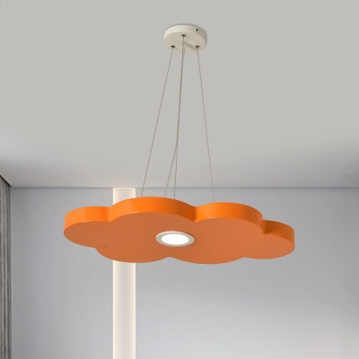 Kids LED Chandelier Lighting Fixture Yellow/Orange/Blue Cloud Hanging Lamp Kit with Metallic Shade in Warm/White Light