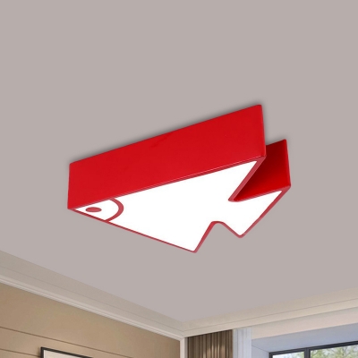 Kids Room LED Ceiling Mounted Light Modern Red/Blue/Green Flush Mount Lamp with Tropical Fish Acrylic Shade