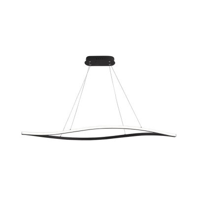 Leave Shape Metallic Island Lighting Modernism Black/White LED Hanging Ceiling Lamp in Warm/White Light, 31.5