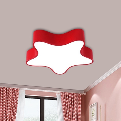 LED Bedroom Ceiling Lighting Nordic Red/Yellow/Blue Flush Mount Lamp with Starfish Acrylic Shade