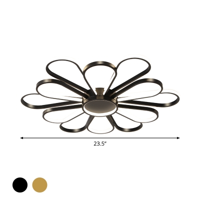 LED Living Room Ceiling Flush Nordic Style Black/Gold Flush Mount with Blossom Metallic Shade