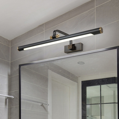 LED Washroom Wall Mounted Light Minimalism Black Vanity Lighting with Slim Tube Metal Shade