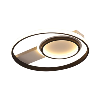 Metal Circular Flush Mount Lamp Contemporary LED Black Ceiling Flush for Bedroom, 16.5