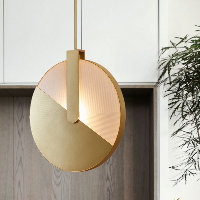 Metallic Circle Pendulum Light Contemporary LED Suspended Lighting Fixture in Gold