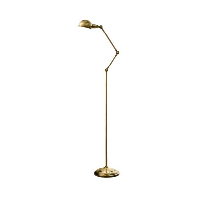 Metallic Dome Task Floor Lamp Simplicity 1 Light Brass Standing Lighting with Adjustable Joint
