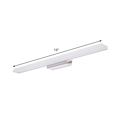 Modernist LED Wall Lighting Fixture White Straight Vanity Mirror Lamp with Acrylic Shade in Warm/White Light