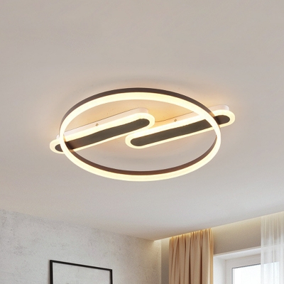 Ring LED Flush Mount Lighting Minimalism Acrylic Sleeping Room Ceiling Flush in Black, Warm/White Light