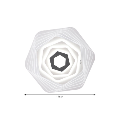 Stacked Star/Square/Hexagon Ceiling Lamp Modernist Acrylic Drawing Room LED Flush Mount Lighting in White