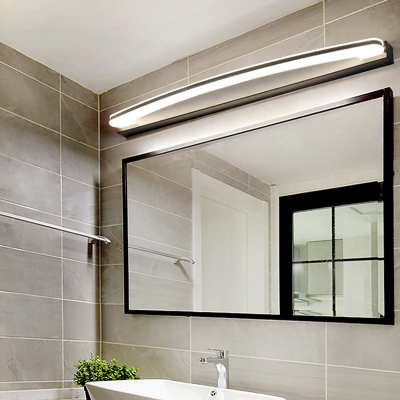 Streamline Toilet Vanity Lamp Fixture Acrylic LED Minimalism Flush Mount Wall Sconce in Black, Warm/White Light