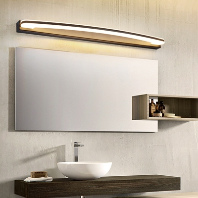 Streamline Toilet Vanity Lamp Fixture Acrylic LED Minimalism Flush Mount Wall Sconce in Black, Warm/White Light