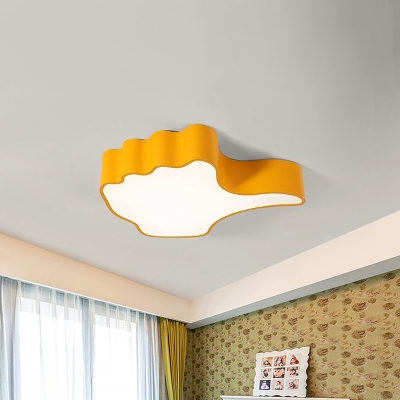 Yellow Thumb-Up Ceiling Fixture Kids Style LED Acrylic Flush Mount Light for Living Room