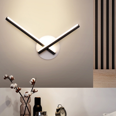 Black/White Overlapping Bar Wall Sconce Minimalist LED Metal Wall Mounted Lighting in Warm/White Light