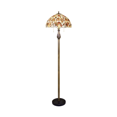 Bloom Standing Lighting 2 Heads Shell Tiffany Style Reading Floor Lamp in White with Bowl Shade