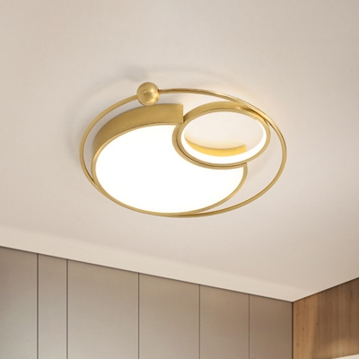 Circle Metal Ceiling Mounted Light Contemporary LED Gold Flush Lamp Fixture for Bedroom