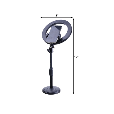 Circular Phone Stand Fill-in Light Metal LED Simple Style Vanity Lamp in Black, USB