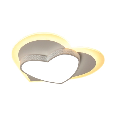 Heart Shade Flush Mount Macaron Acrylic White/Pink/Yellow Finish LED Close to Ceiling Light for Bedroom
