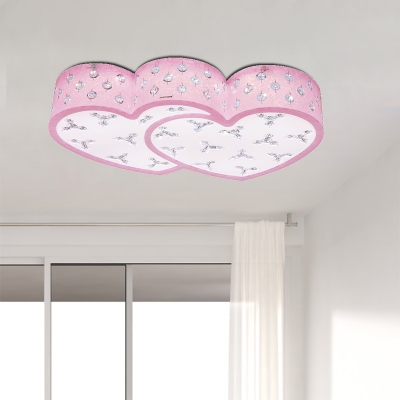 LED Bedroom Flushmount Light Nordic Pink Ceiling Fixture with Loving Heart Acrylic Shade