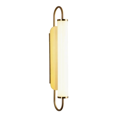 LED Stairway Wall Sconce Lighting Nordic Brass Wall Light Fixture with Cylinder Opaline Glass Shade