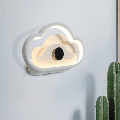 Loving Heart/Cloud Bedside Wall Sconce Acrylic LED Contemporary Wall Mounted Lamp in Black/White