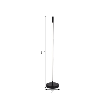 Metal Thinnest Tube Standing Floor Lamp Minimalist Black LED Floor Light for Living Room, Warm/White Light