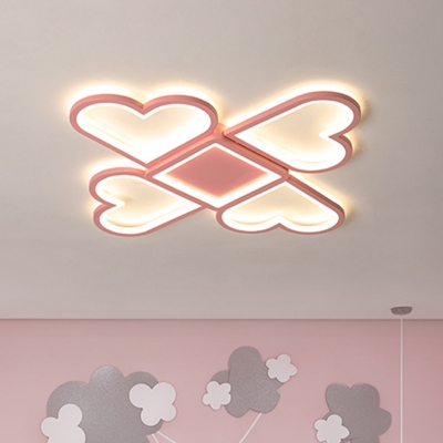 Modern Loving Heart Ceiling Lamp Acrylic LED Bedroom Flush Mount Light Fixture in Black/Pink