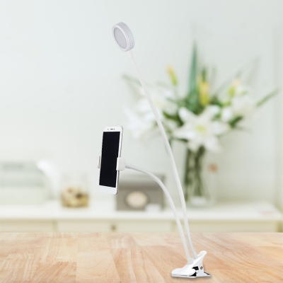 Modern Style LED Portable Fill Light Black/White Round USB Vanity Lighting Ideas with Metallic Shade