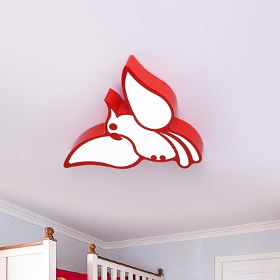 Modernism Flying Parrot Flush Mount Lamp Acrylic LED Nursery Ceiling Light Fixture in Red/Pink/Blue