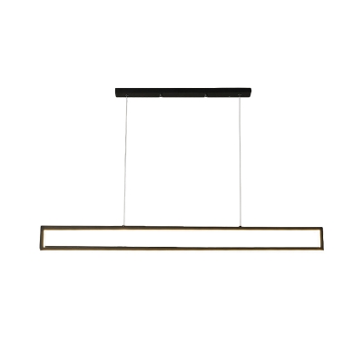 Rectangle Frame Island Lighting Simple Acrylic LED Black Pendant Lamp in Warm/White Light for Dining Room