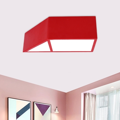 Red/Yellow/Blue Trapezoid Flush Lamp Modernism LED Acrylic Ceiling Mounted Light for Playing Room