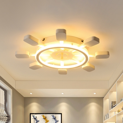 Rudder Acrylic Flush Mount Contemporary White/Blue LED Ceiling Flush with Anchor Design in Warm/White Light, 19.5
