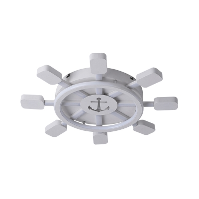 Rudder Acrylic Flush Mount Contemporary White/Blue LED Ceiling Flush with Anchor Design in Warm/White Light, 19.5
