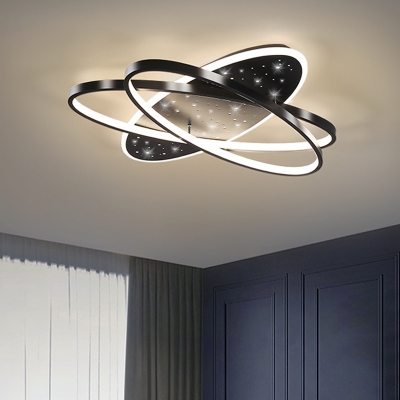 Scandinavian LED Flushmount Lighting Black Starry Sky Ceiling Mounted Light with Metallic Shade