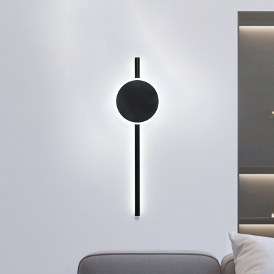 Simple LED Wall Light Fixture Black Round Wall Sconce Lighting with Metallic Shade in Warm/White Light