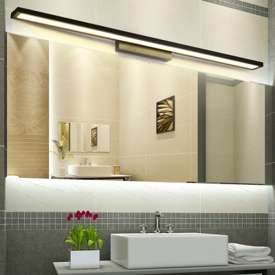 Simple Rectangle Vanity Wall Sconce Metallic Led Bathroom Wall Lighting Ideas In Black Silver Warm White Light Beautifulhalo Com