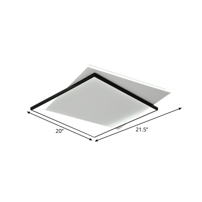 Simplicity LED Flush Mount Light Black Squared Ceiling Lighting with Metallic Shade, 18