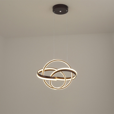 Acrylic Intertwine Pendant Chandelier Minimalism LED Black Ceiling Hang Fixture for Restaurant