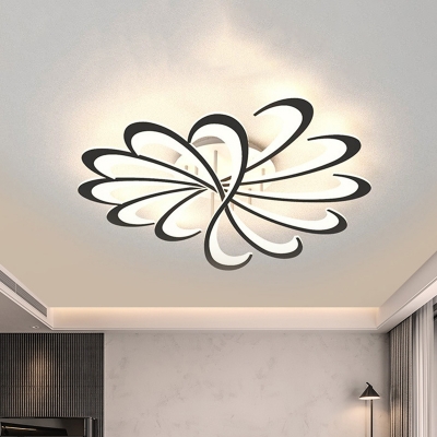 Blossom Ceiling Mounted Fixture Minimalism Metal LED Black/White Flush Lamp in Warm/White Light, 31.5