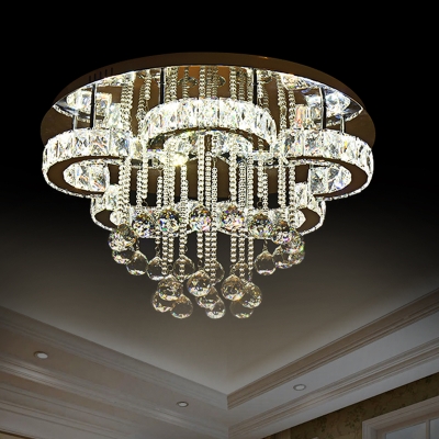 Blossom Crystal Ceiling Mount Light Modernist Chrome LED Semi Flush Mount for Bedroom