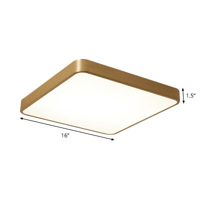 Brass Round/Square Flush Light Simplicity Metal LED Ceiling Flushmount Lamp for Bedroom