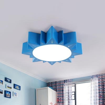 Cartoon Sun Flush Mount Light Acrylic LED Bedroom Close to Ceiling Lighting in Yellow/Blue/Green
