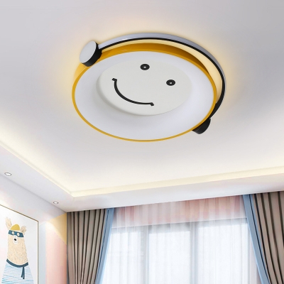 Child Hearing Music Acrylic Flush Mount Macaron Creative Yellow LED Close to Ceiling Light