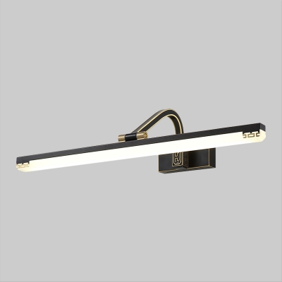 Contemporary LED Wall Lighting Black Straight Adjustable Vanity Light Fixture with Metal Shade