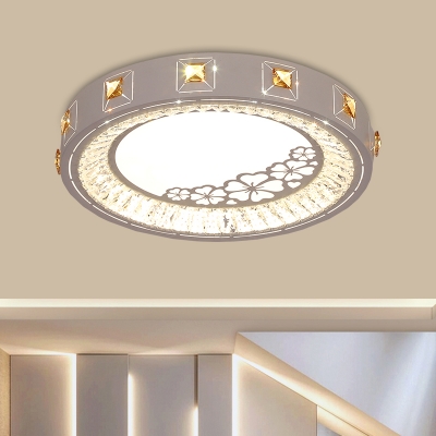 Crystal Embedded Incurvated Flush Mount Modernism White LED Ceiling Lighting for Bedroom